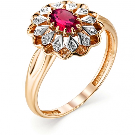 Кольцо с рубином и бриллиантами из красного золота (арт. 802002)