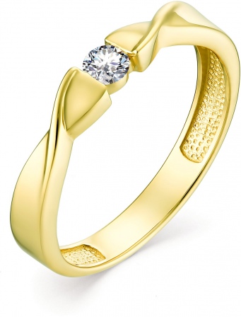 Кольцо с 1 бриллиантом из жёлтого золота (арт. 802314)