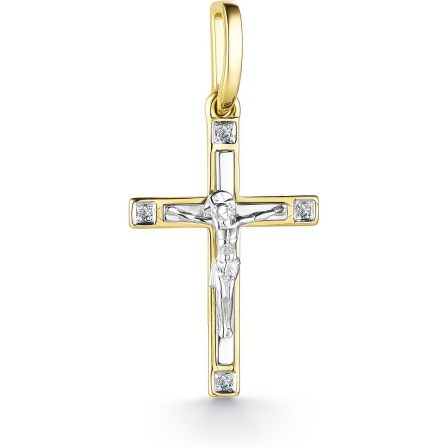 Крестик с 4 бриллиантами из жёлтого золота (арт. 802352)