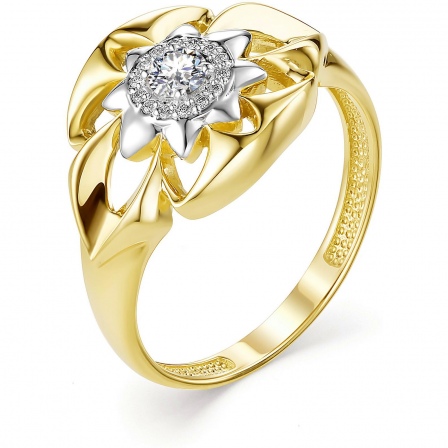 Кольцо с 15 бриллиантами из жёлтого золота (арт. 802425)