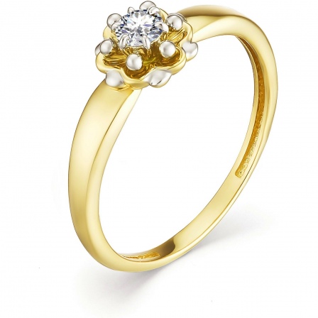 Кольцо с 1 бриллиантом из жёлтого золота (арт. 802457)