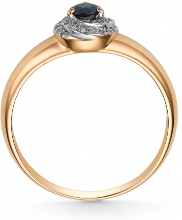 Кольцо с сапфиром и бриллиантами из красного золота (арт. 802459)