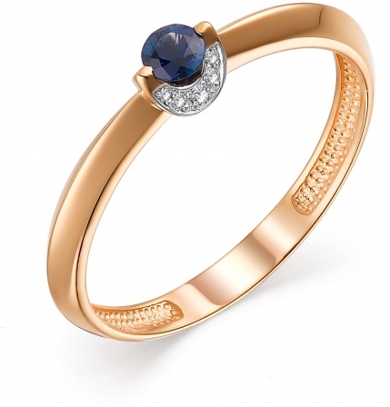 Кольцо с сапфиром и бриллиантами из красного золота (арт. 802538)