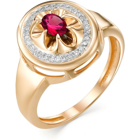 Кольцо с рубином и бриллиантами из красного золота (арт. 802749)