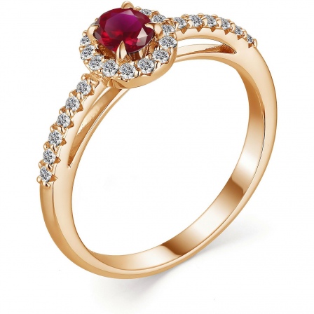Кольцо с рубином и бриллиантами из красного золота (арт. 802814)