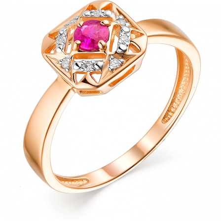 Кольцо с рубином и бриллиантами из красного золота (арт. 802839)