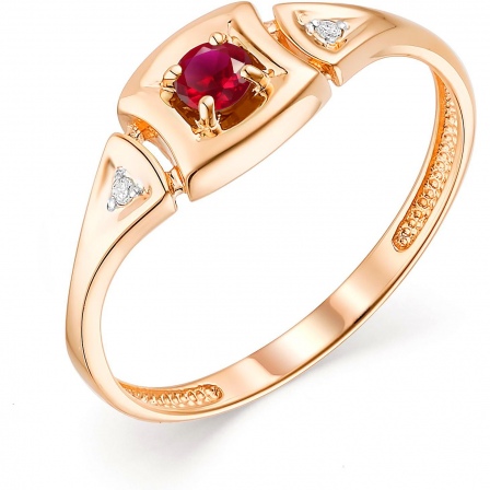 Кольцо с рубином и бриллиантами из красного золота (арт. 803241)
