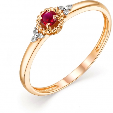 Кольцо с рубином и бриллиантами из красного золота (арт. 803436)