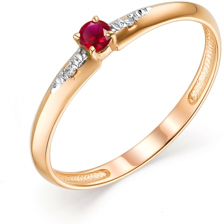 Кольцо с рубином и бриллиантами из красного золота (арт. 803444)