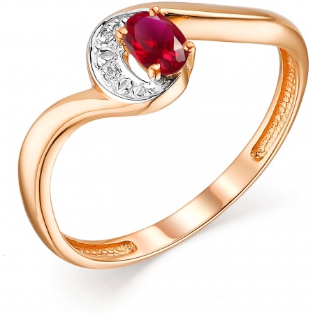 Кольцо с рубином и бриллиантами из красного золота (арт. 803781)
