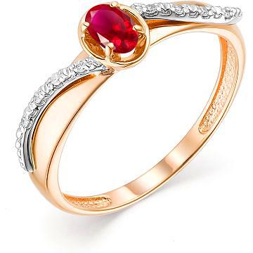 Кольцо с рубином и бриллиантами из красного золота (арт. 803848)
