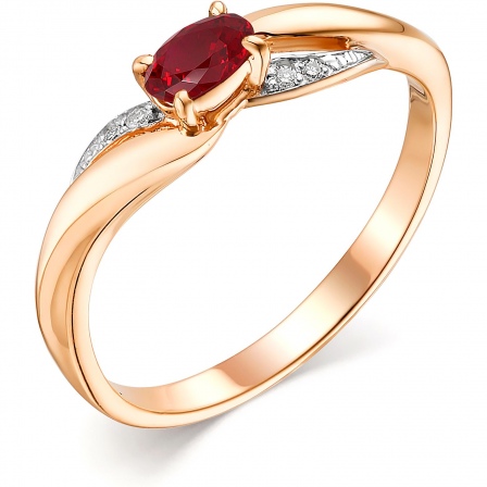Кольцо с рубином и бриллиантами из красного золота (арт. 803881)