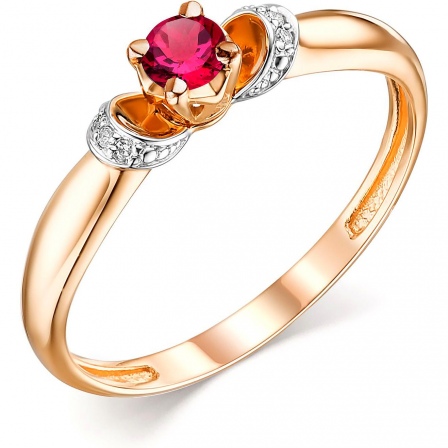 Кольцо с рубином и бриллиантами из красного золота (арт. 804522)