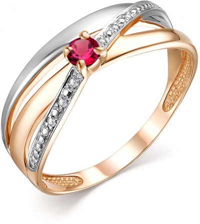 Кольцо с рубином и бриллиантами из красного золота (арт. 804525)