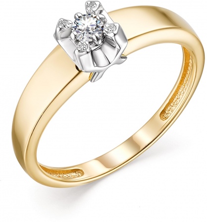Кольцо с 5 бриллиантами из жёлтого золота (арт. 804535)