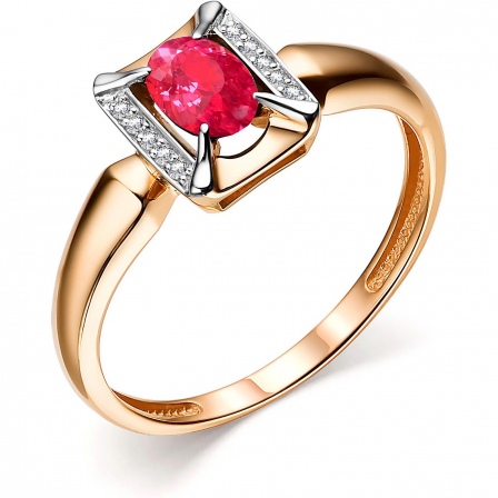 Кольцо с рубином и бриллиантами из красного золота (арт. 804673)