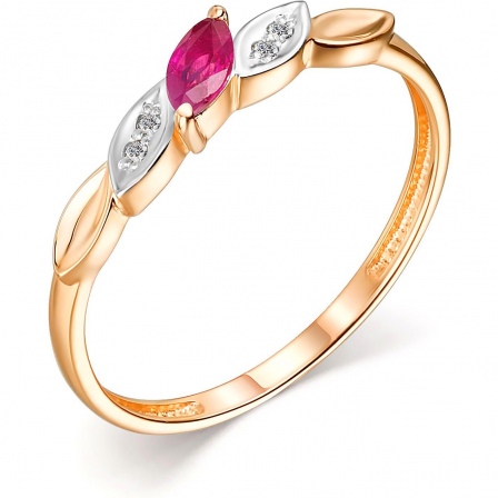 Кольцо с рубином и бриллиантами из красного золота (арт. 805024)