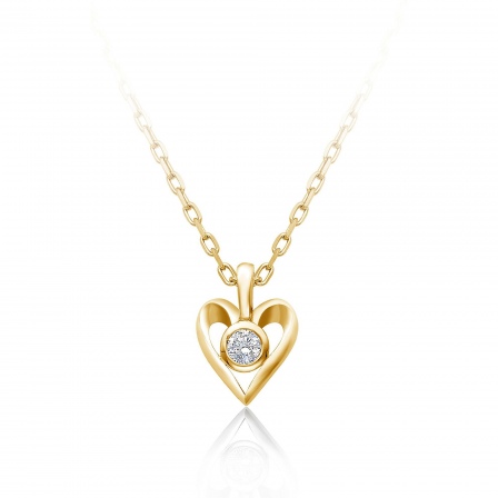 Колье Сердце с 1 бриллиантом из жёлтого золота (арт. 805261)