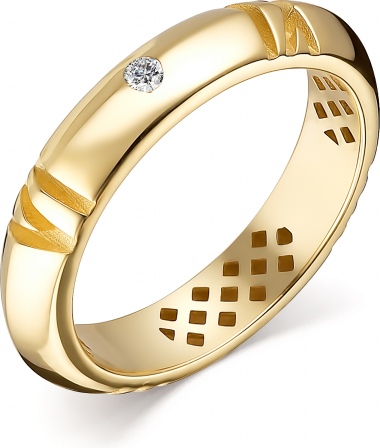Кольцо с 1 бриллиантом из жёлтого золота (арт. 806421)