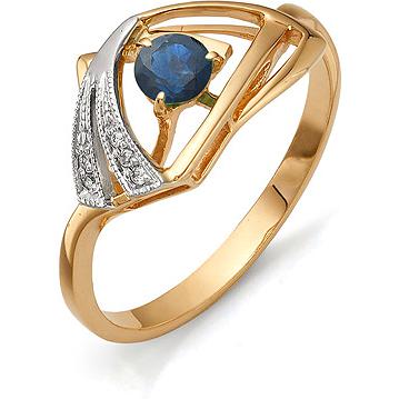 Кольцо с бриллиантами, сапфиром из красного золота (арт. 810064)