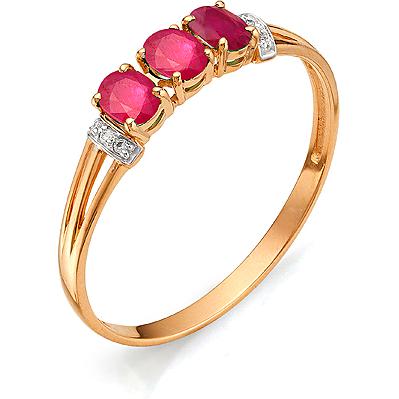 Кольцо с рубинами, бриллиантами из красного золота (арт. 810184)