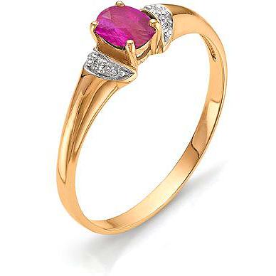 Кольцо с бриллиантами, рубином из красного золота (арт. 810297)