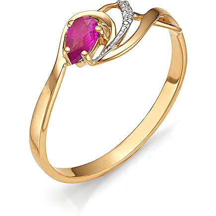 Кольцо с рубином, бриллиантами из красного золота (арт. 810418)