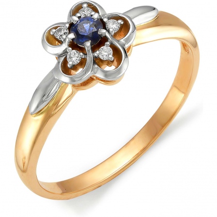 Кольцо Цветок с сапфиром, бриллиантами из красного золота (арт. 810459)