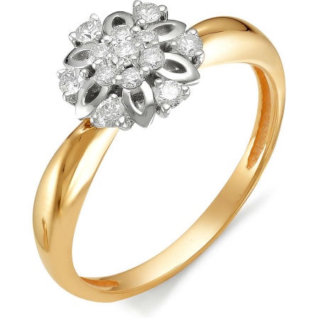 Кольцо Цветок с бриллиантами из красного золота (арт. 810708)