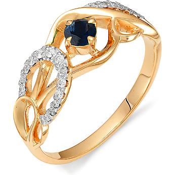 Кольцо с сапфиром, бриллиантами из красного золота (арт. 810890)