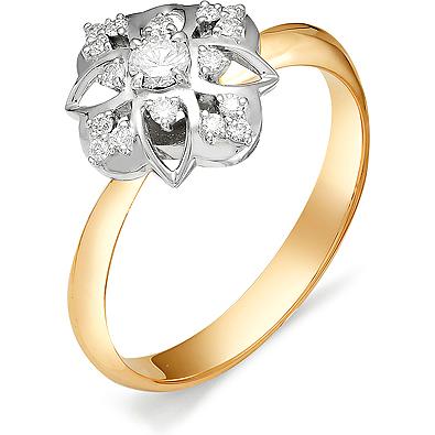 Кольцо Цветок с бриллиантами из красного золота (арт. 811397)