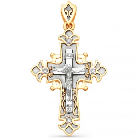 Крестик с сапфиром, бриллиантом из красного золота (арт. 812218)