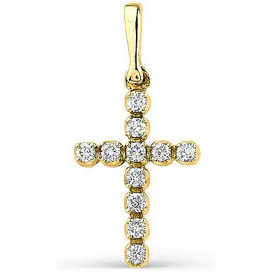 Крестик с бриллиантами из белого золота (арт. 812825)