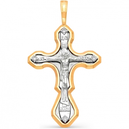 Крестик с бриллиантами из белого золота (арт. 813383)