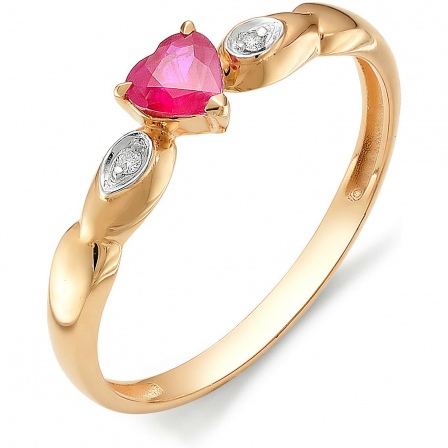 Кольцо Сердце с рубином, бриллиантами из красного золота (арт. 814076)