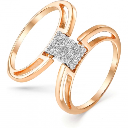 Кольцо с бриллиантами, сапфиром из красного золота (арт. 814713)
