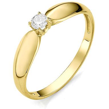 Кольцо с бриллиантом из желтого золота 585 пробы (арт. 815863)