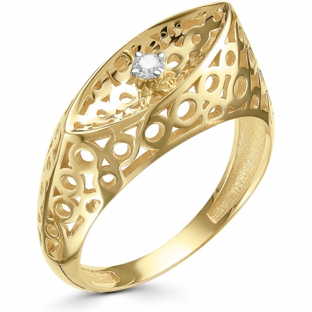 Кольцо с 1 бриллиантом из жёлтого золота (арт. 817586)