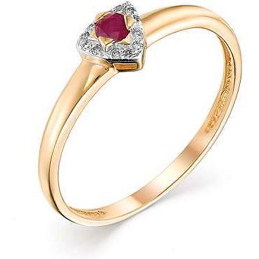 Кольцо с рубином и бриллиантами из красного золота (арт. 817833)