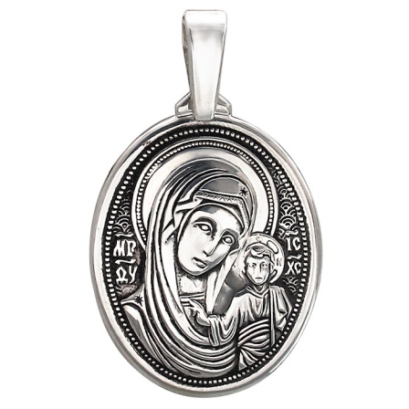 Подвеска-иконка "Богородица Казанская" из чернёного серебра (арт. 821014)