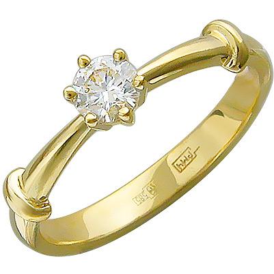 Кольцо с бриллиантом из желтого золота (арт. 821681)