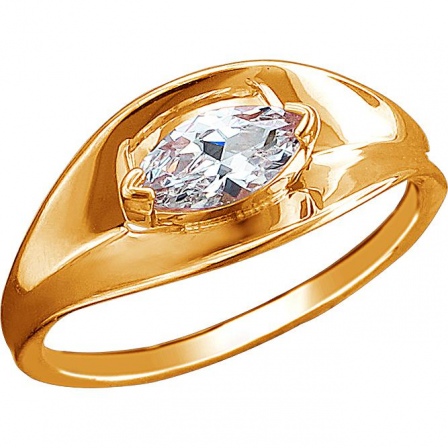Кольцо с 1 фианитом из красного золота (арт. 822154)