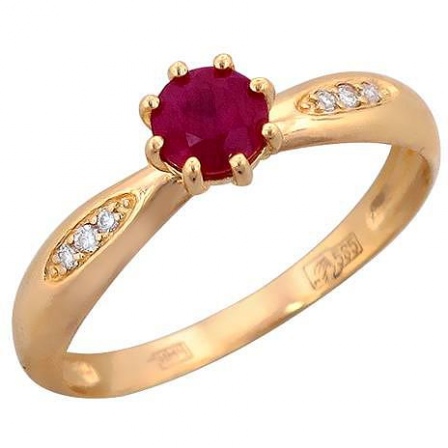 Кольцо с рубином и бриллиантами из красного золота (арт. 822216)