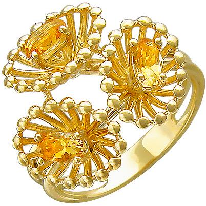 Кольцо с цитринами из желтого золота (арт. 822895)