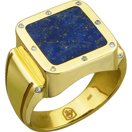 Кольцо с лазуритом и бриллиантами из жёлтого золота (арт. 822911)