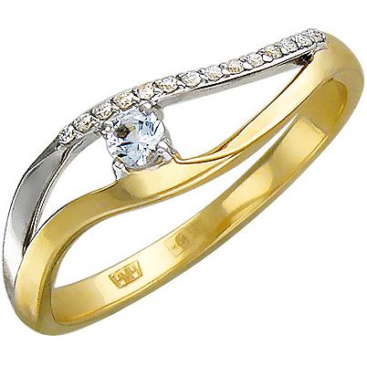 Кольцо с бриллиантами, сапфиром из желтого золота (арт. 822967)
