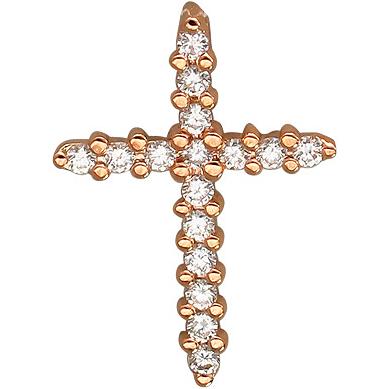 Крестик с бриллиантами из комбинированного золота (арт. 823553)