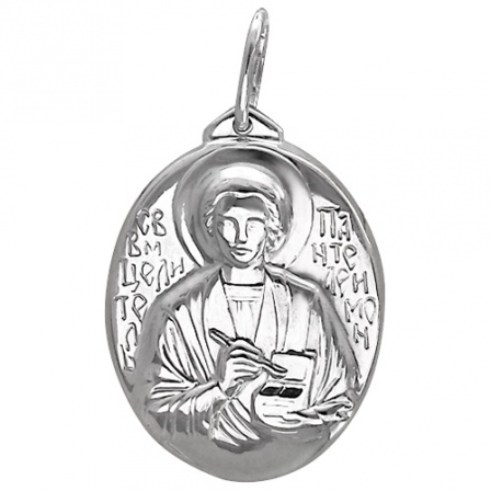Подвеска-иконка "Святой Целитель Пантелеимон" из серебра (арт. 824302)