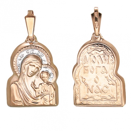 Подвеска-иконка "Богородица Казанская" из красного золота (арт. 824474)
