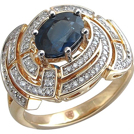 Кольцо с сапфиром и бриллиантами из комбинированного золота (арт. 825038)